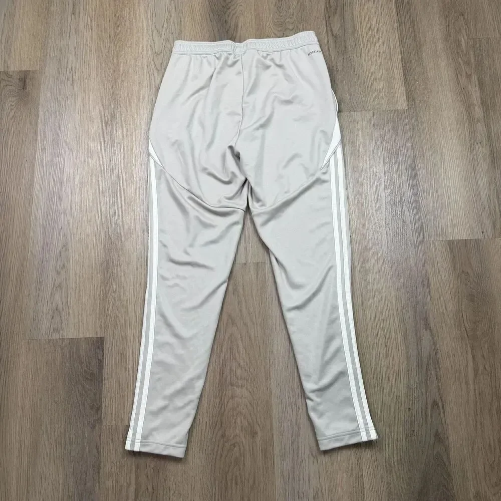 Adidas Track Pants Mens Medium Gray AEROREADY 3-Stripes Ankle Zip Athletic